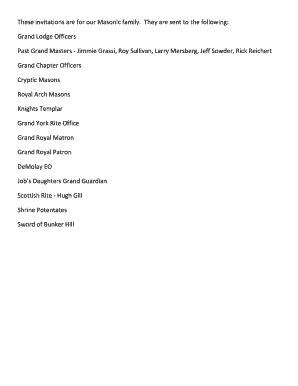 Fillable Online iorg These invitations are for our Masonic family ...