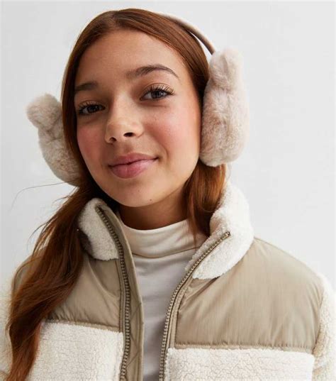Girls Cream Bear Ear Muffs | New Look