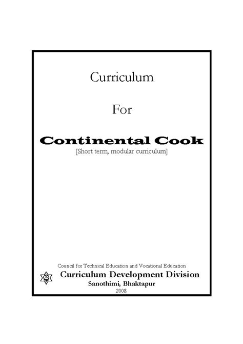 Continental Cuisine - Curriculum For Continental Cook [Short term ...