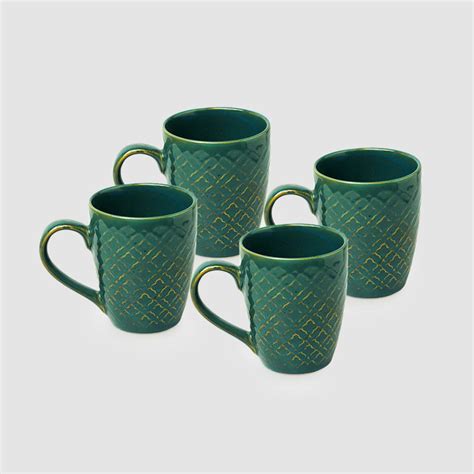 ExclusiveLane Ceramic Coffee Mugs Set of 4 | 'Moroccan' Turqouise ...