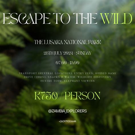Escape To The Wild - Lusaka National Park , Lusaka National Park, 28 ...
