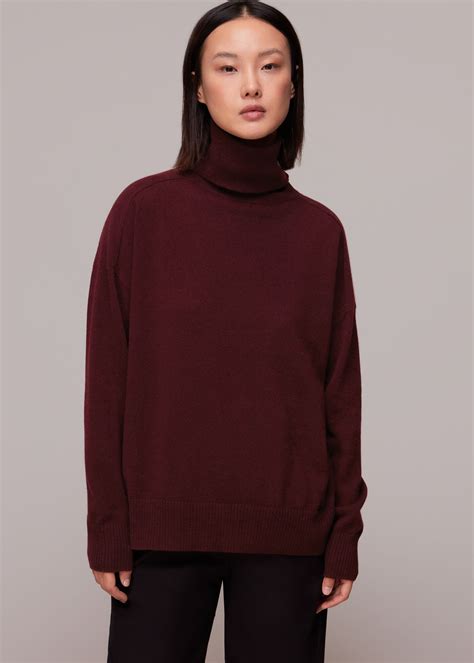 Burgundy Cashmere Roll Neck Jumper | WHISTLES