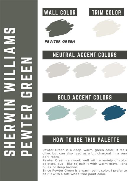 Pewter Color Chart Sherwin Williams Pewter Green Paint Color Palette