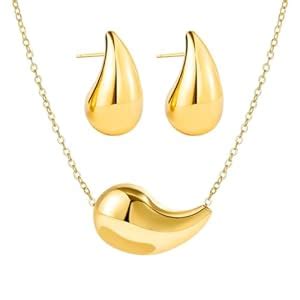 Buy SANNIDHI® Necklace Set for Women Stylish Gold Teardrop Necklace ...