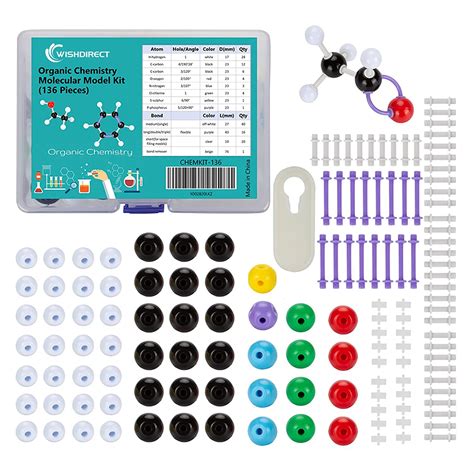 WISH Organic Chemistry Model Kit (136 Pieces), Food-Grade Plastic ...
