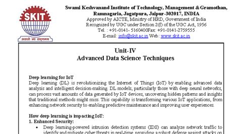 Unit-IV Notes - Unit 4: Advanced Data Science Techniques Deep Learning ...