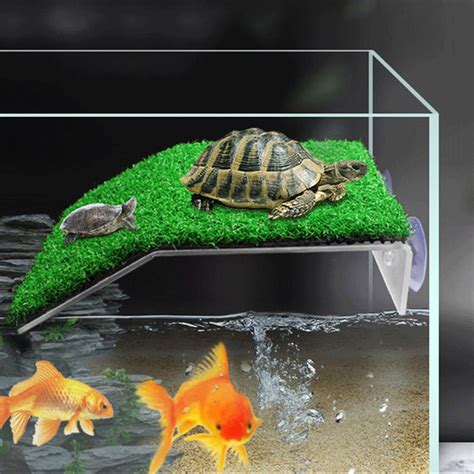 Buy Lieonvis Turtle Basking Platform with Simulation Turf Turtle ...