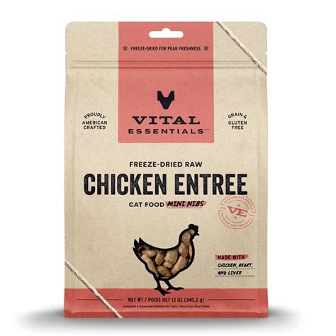 Vital Essentials Freeze-Dried Raw Chicken Entree Cat Food Mini Nibs 12 ...