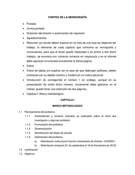 Partes de una monografía - Docsity