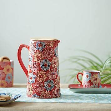Chumbak Flowerbeds Mosaic Pitcher Red : Amazon.in: Home & Kitchen