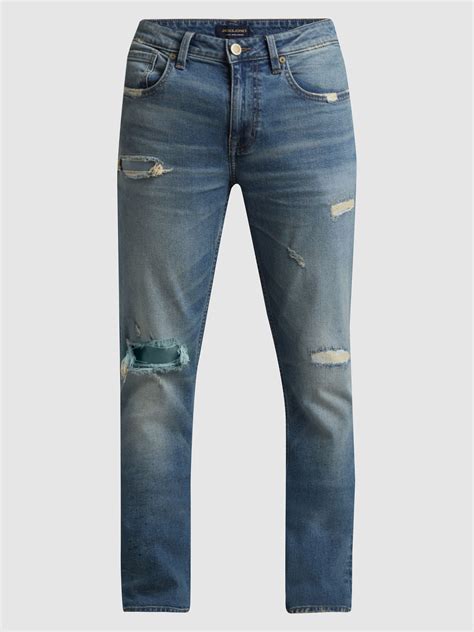 Blue Low Rise Ripped Glenn Slim Jeans