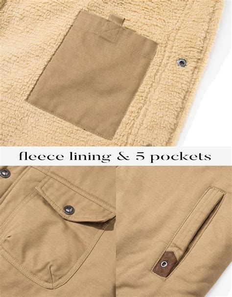 Buy MAGCOMSEN Men's Cargo Jacket Cotton Thicken Lined Sherpa Jackets ...