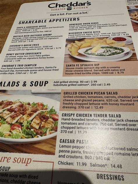 Menu at Cheddar's Scratch Kitchen restaurant, Wichita Falls