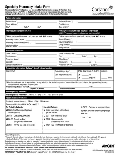 Fillable Online Specialty Pharmacy Intake Form - corlanorhcp.com Fax ...