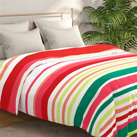 Buy PORTICO Mellow Striped Flannel Double Comforter - 220x240cm from ...