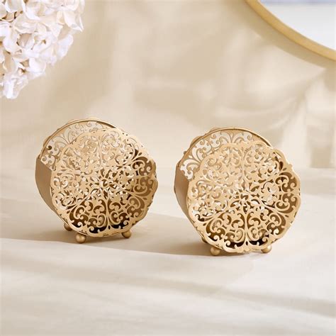 Buy Corsica Nahar Curio Set of 2 Metal Laser Cut T-Light Holders from ...