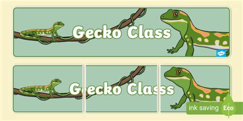 Gecko themed classroom banner (teacher made) - Twinkl