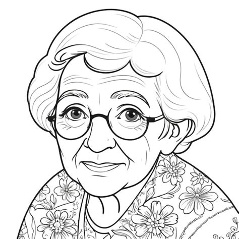 бабушка линия белый фон | Премиум AI-сгенерированное изображение