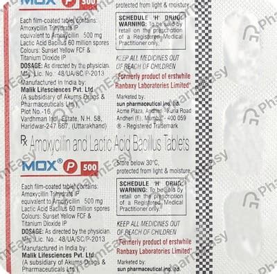 Mox P 500mg Strip Of 15 Tablets: Uses, Side Effects, Price & Dosage ...