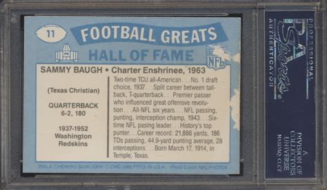 Lot Detail - 1988 Swell Fb Greats- #11 Sammy Baugh- PSA/DNA Certified ...