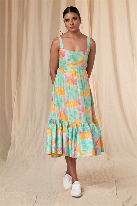 Shop Aquamarine Bloomerang Skater Dress – House Of Masaba
