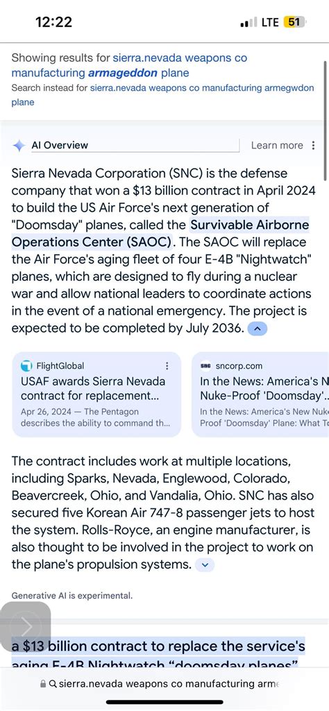 The Sierra NV Corporation granted 13 Billion to build Doomsday Planes ...