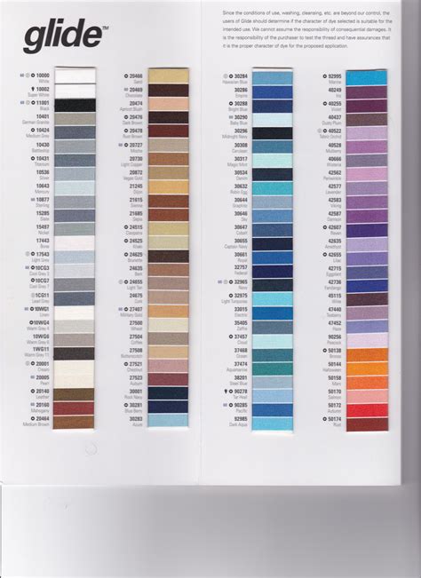 Image result for Glide Thread Color Chart Printable