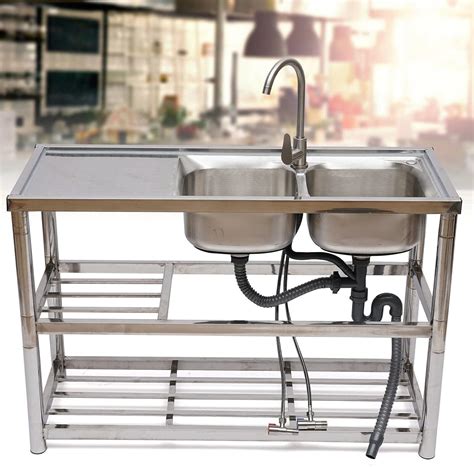 Buy Commercial Kitchen Sink 304 Stainless Steel Sink wCompartment Free ...