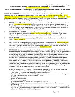 Fillable Online water ca Proposition 50 Supplemental Grant Agreement ...