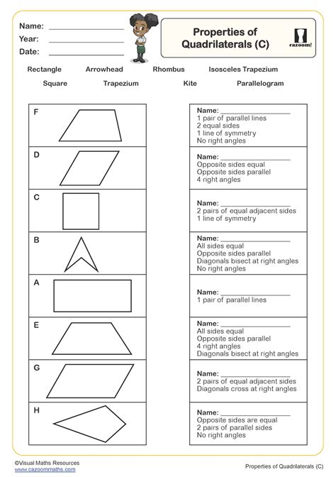 Quadrilateral Hierarchy Worksheet Classifying Quadrilaterals