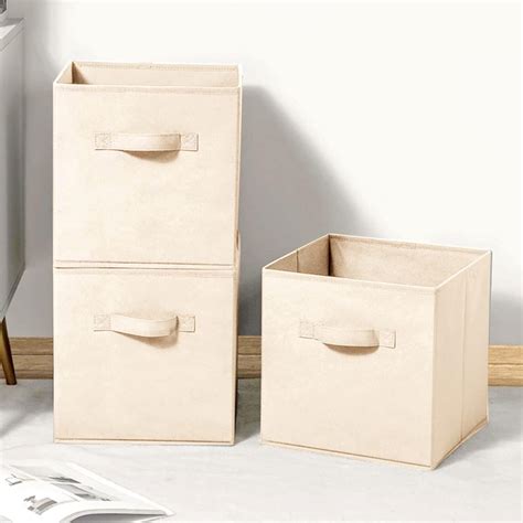amazon basics Square Foldable Storage Cubes (Beige) - 6 Pack : Amazon ...