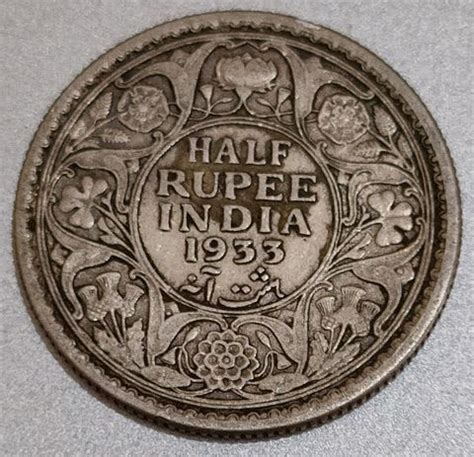 ANTIQUEWAY VERY RARE 1933 SILVER HALF RUPEE GEORGE V BRITISH INDIA COIN ...