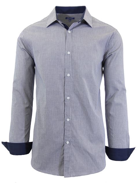 Mens Long Sleeve Slim Fit Pinstripe Dress Shirts - Walmart.com