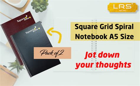 LRS Square Grid Spiral Notebook A4 Size (29.7 x 21 cm) - 50 Sheets- 100 ...