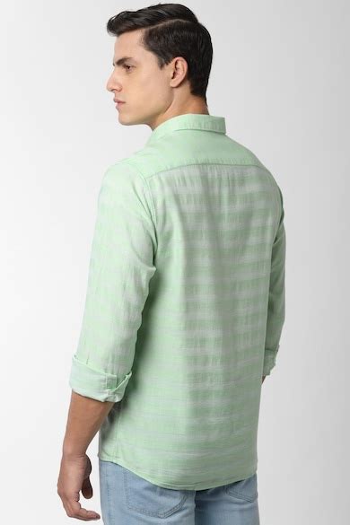 Buy Men Green Slim Fit Stripe Full Sleeves Casual Shirt Online - 480645 ...