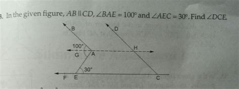 In the given figure, AB|| CD, angle BAE = 100° and angle AEC = 30 ...
