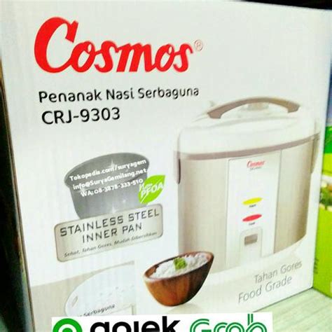 Jual Cosmos Rice Cooker CRJ9303 Stainless Nanak Nasi 2 Liter Asli, Baru ...