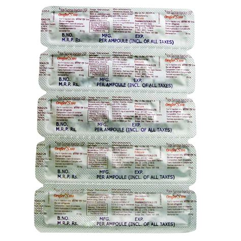 Orofer S 100 Injection 5 ml | Uses, Side Effects, Price | Apollo Pharmacy