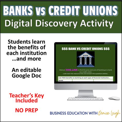 BANKS Vs CREDIT UNIONS-Digital Activity Personal Finance Accounting ...