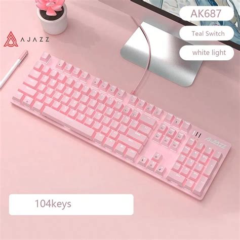 AJAZZ Teclado Mecánico Ajazz Ak687, Con Cable, Rosa Sakura, 104 Teclas ...