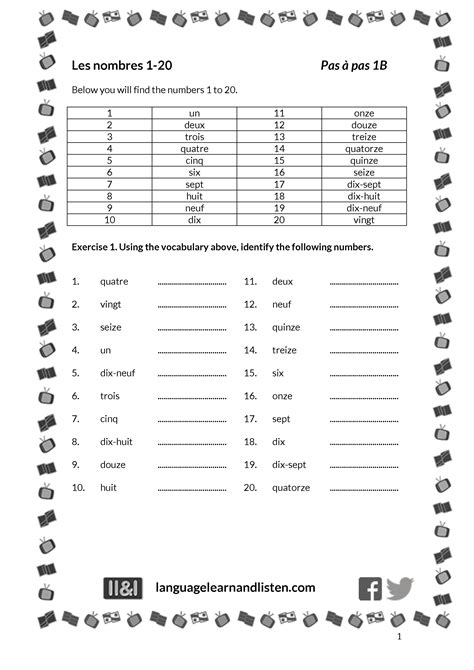 Image result for French Numbers Worksheets Printable