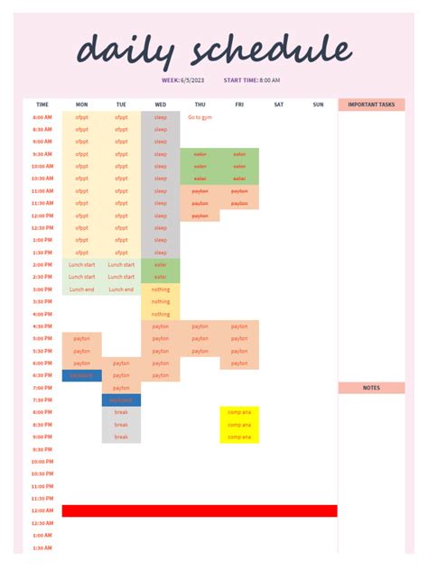Daily Schedule | PDF