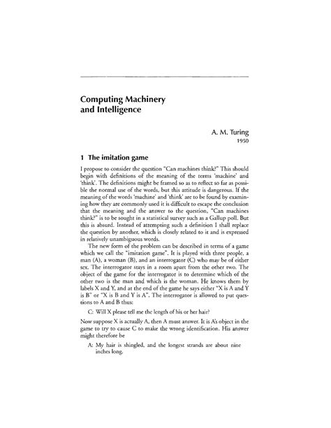 Image result for Computing Machinery and Intelligence Turing Test