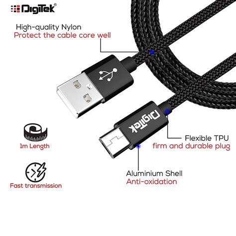 Buy Digitek (DC 1M MU NB BKLPlatinum Nylon Braided Rapid Charge & Data ...