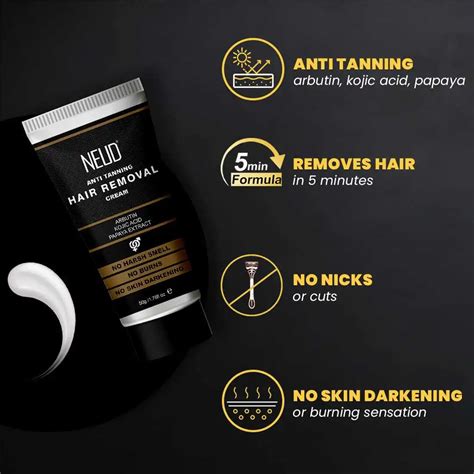 NEUD Anti-Tanning Hair Removal Cream for Arms, Legs, Chest and Back