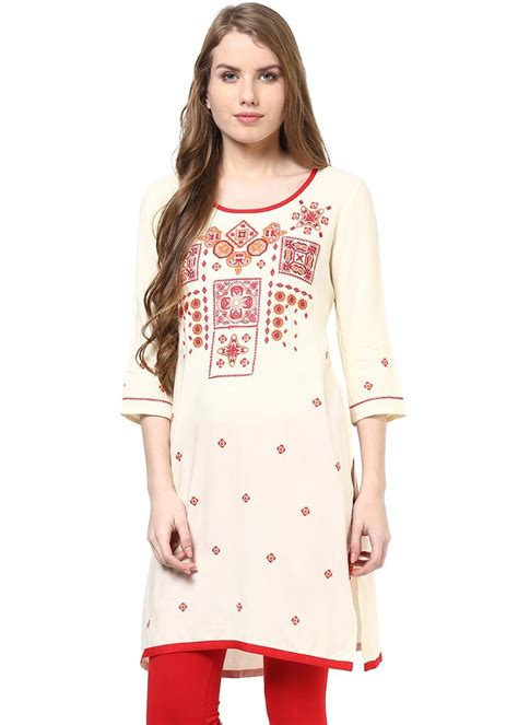 Get Red & Orange Embroidered Birch Tunic at ₹ 550 | LBB Shop