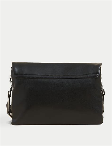 Buy Faux Leather Messenger Cross Body Bag at Marks & Spencer