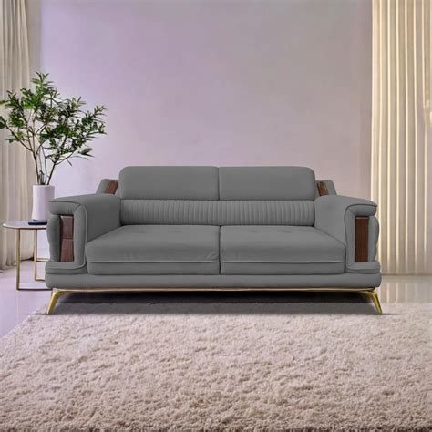 Falconar 3 Seater Sofa Set for Living Room (Dark Grey Fabric) Premium