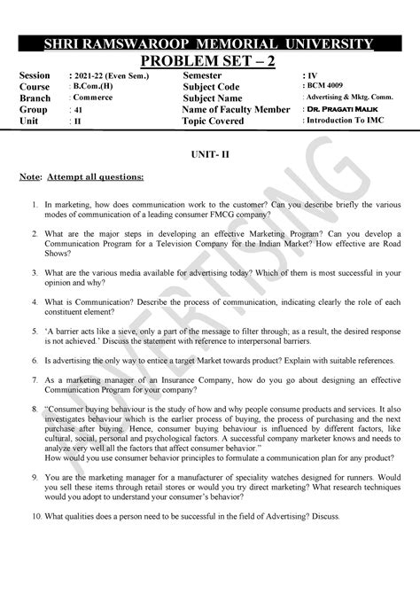 PS 2 BCM4009 - its very much helpful for end semester exam, likely to ...