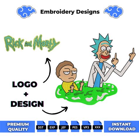 Rick and Morty Portal and Logo Embroidery Design - Cloud Designs